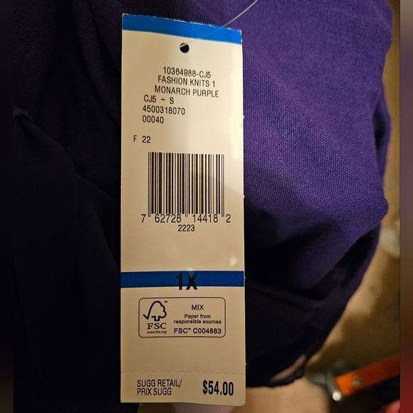 #174 Jones New York Sport- Women's Purple top- Size: XL - Picture 4 of 5